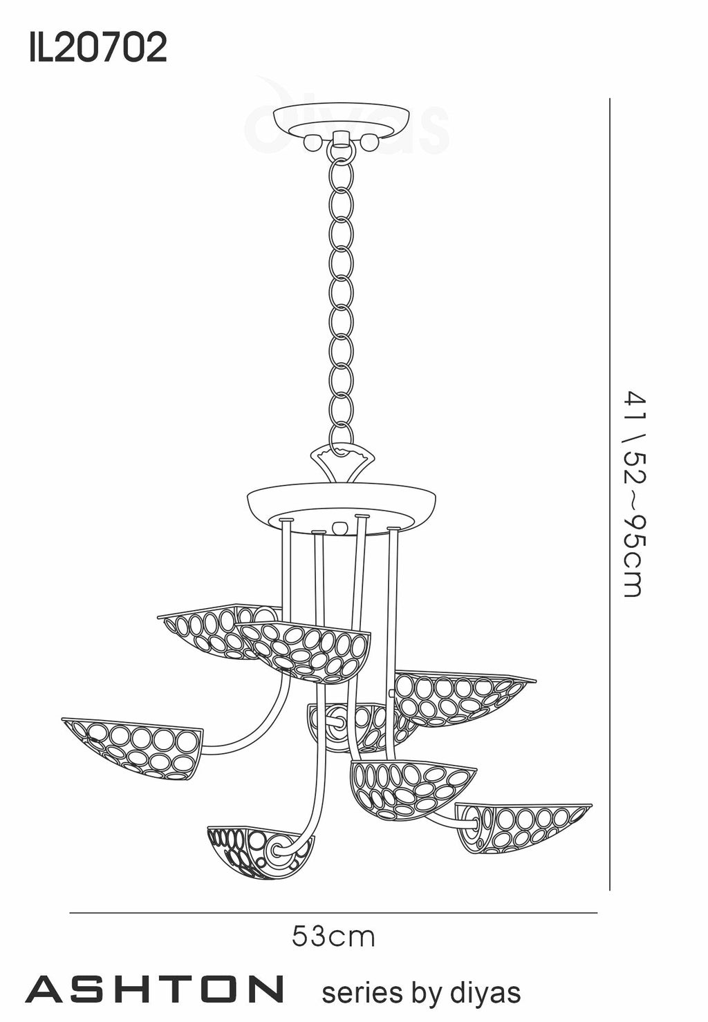 Diyas - Ashton Antique Brass and Crystal Pendant with g9 Lamp holders (Diyas IL20702) - Luminosity Designs Ltd