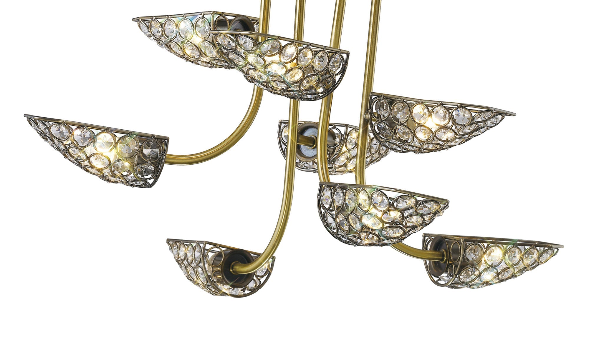Diyas - Ashton Antique Brass and Crystal Pendant with g9 Lamp holders (Diyas IL20702) - Luminosity Designs Ltd
