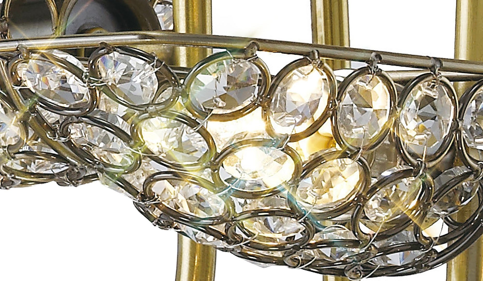 Diyas - Ashton Antique Brass and Crystal Pendant with g9 Lamp holders (Diyas IL20702) - Luminosity Designs Ltd