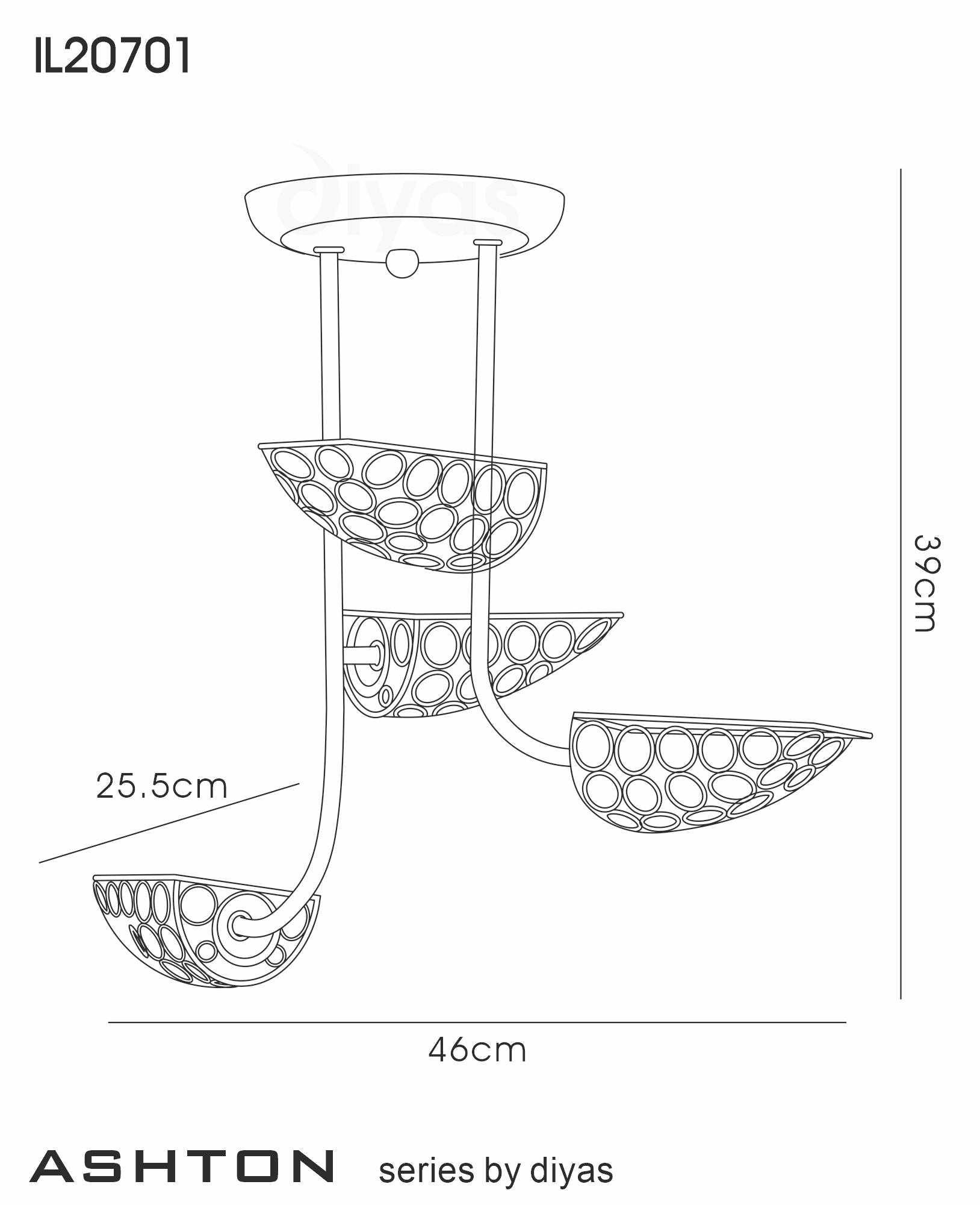 Diyas - Ashton Semi Flush Ceiling Light - Luminosity Designs Ltd