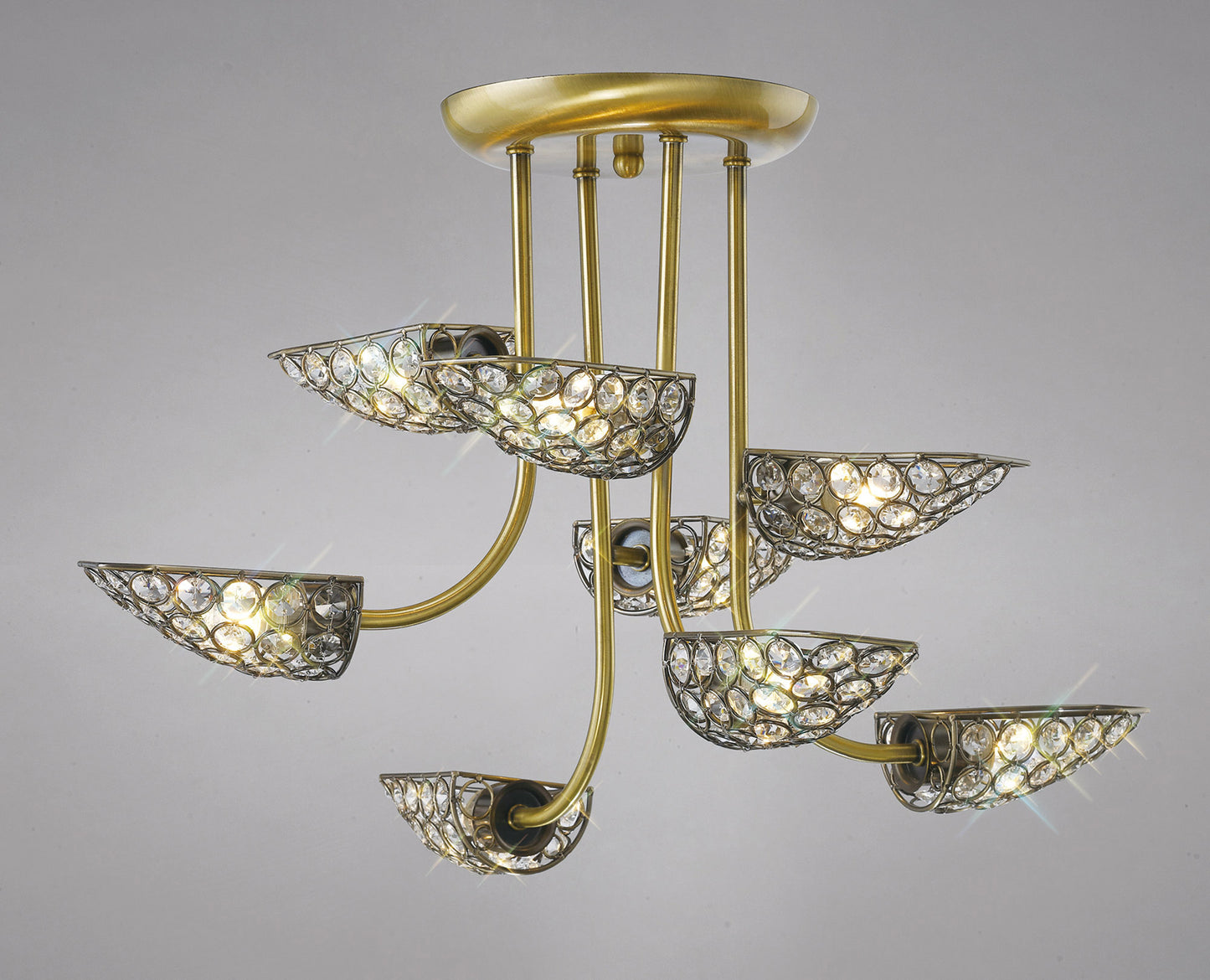 Ashton Antique Brass and Crystal Pendant with g9 Lamp holders  (Diyas IL20702)