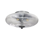 Oaks Lighting - Ashwell Vintage Style Holophane Flush Light with Ribbed Glass, 3 x G9 - Luminosity Designs Ltd