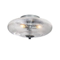 Oaks Lighting - Ashwell Vintage Style Holophane Flush Light with Ribbed Glass, 3 x G9 - Luminosity Designs Ltd