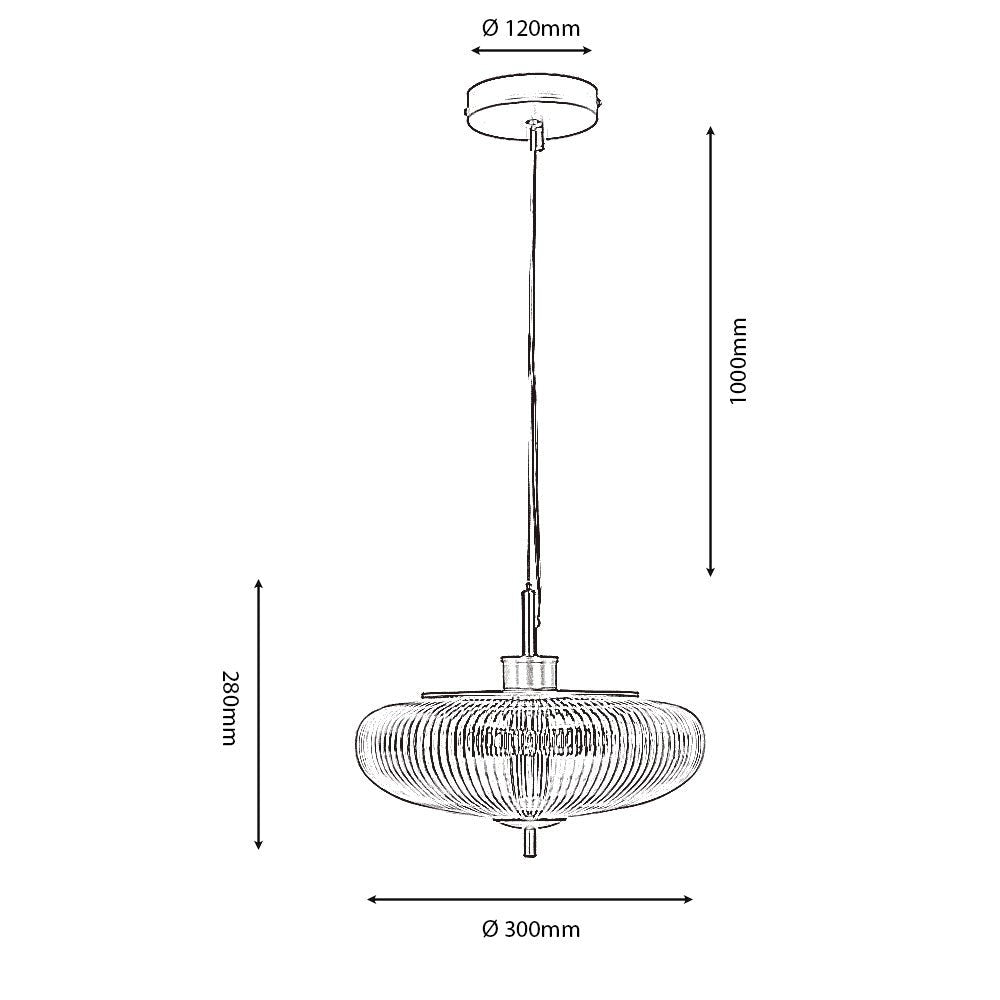 Oaks Lighting - Ashwell Vintage Style Holophane Pendant Light with Ribbed Glass, 3x G9 - Luminosity Designs Ltd
