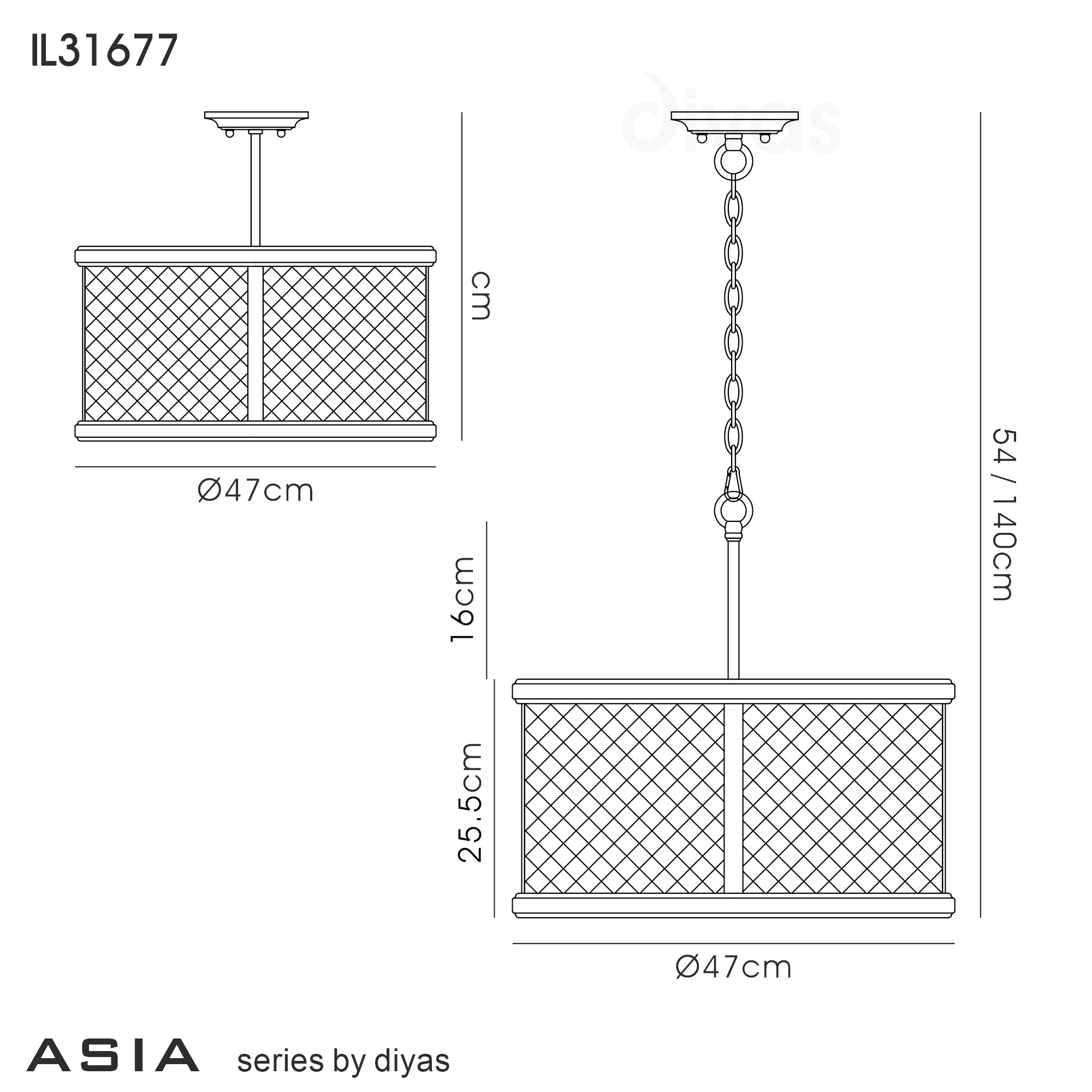 Diyas - Asia Medium Pendant - Luminosity Designs Ltd