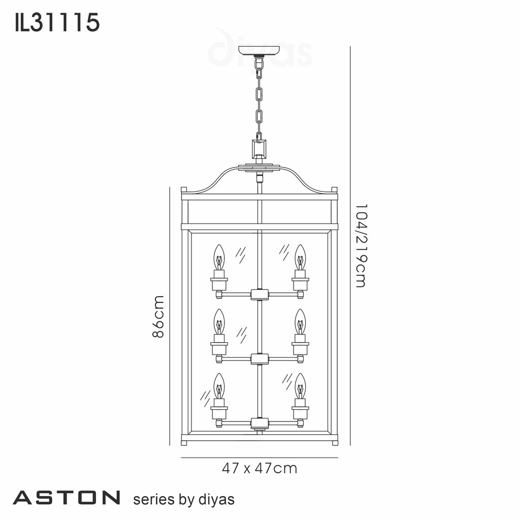 Diyas - Aston Extra Large Lantern Pendant - Luminosity Designs Ltd