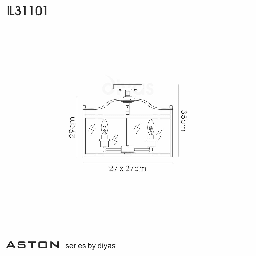 Diyas - Aston Large Semi Flush Light - Luminosity Designs Ltd