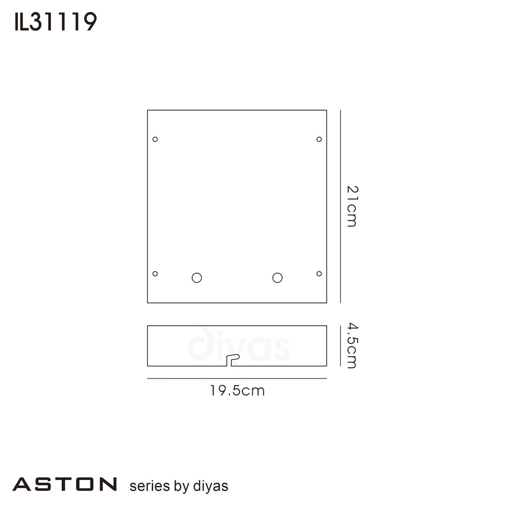 Diyas - Aston Wall Light 45mm Deep Back Box For Emergency Control Gear - Luminosity Designs Ltd