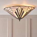 Endon - Astoria Tiffany Large 2 Light Flush 2x E27 Uplighter Ceiling Light (Endon 63935) - Luminosity Designs Ltd