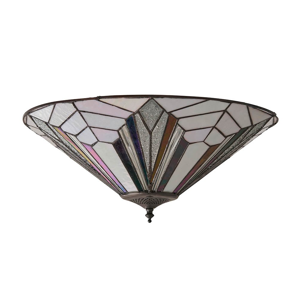 Endon - Astoria Tiffany Large 2 Light Flush 2x E27 Uplighter Ceiling Light (Endon 63935) - Luminosity Designs Ltd