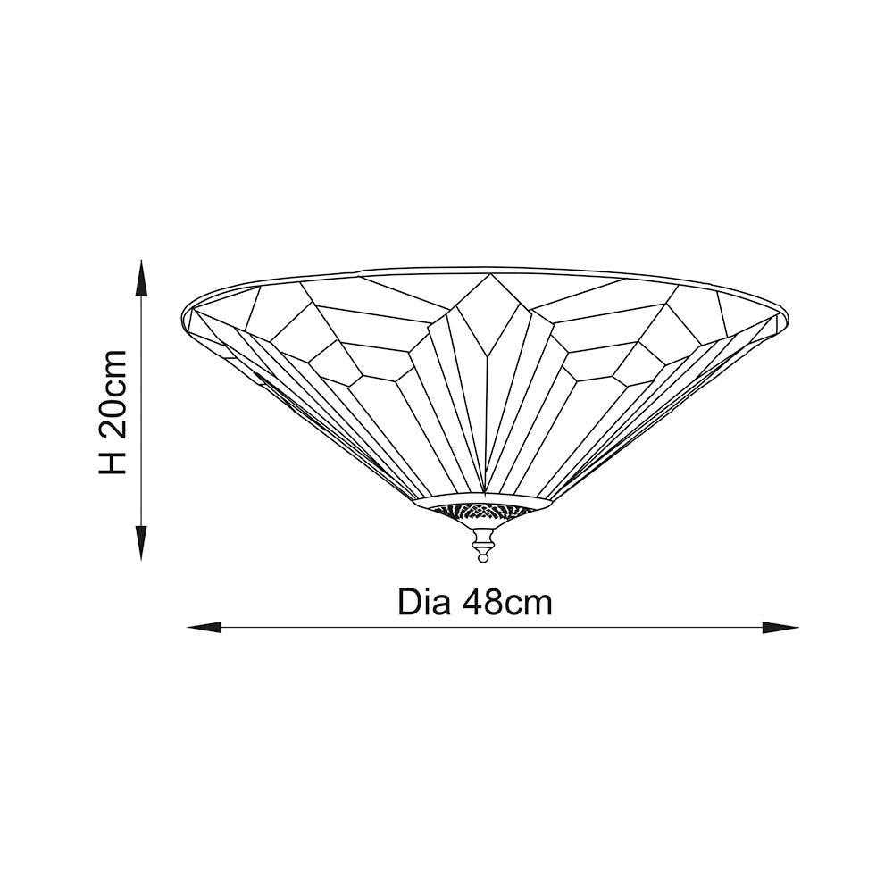 Endon - Astoria Tiffany Large 2 Light Flush 2x E27 Uplighter Ceiling Light (Endon 63935) - Luminosity Designs Ltd