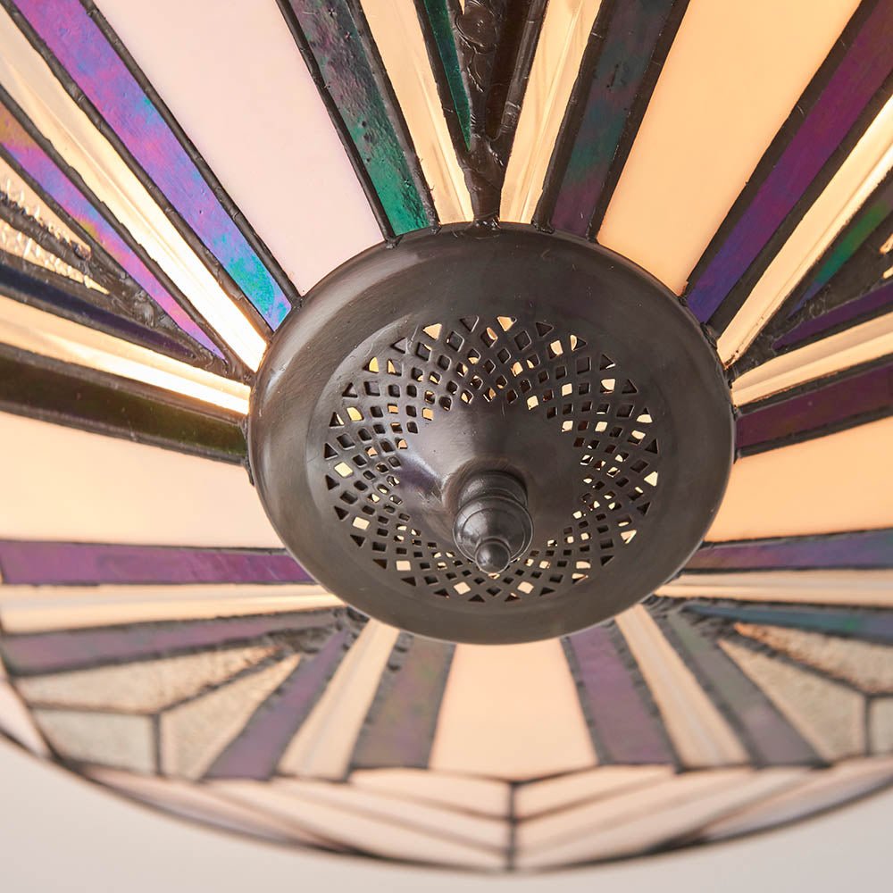 Endon - Astoria Tiffany Large 2 Light Flush 2x E27 Uplighter Ceiling Light (Endon 63935) - Luminosity Designs Ltd