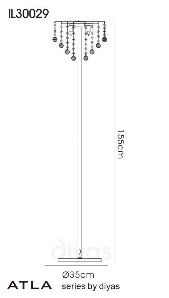 Diyas - Atla Crystal Floor Lamp - Luminosity Designs Ltd