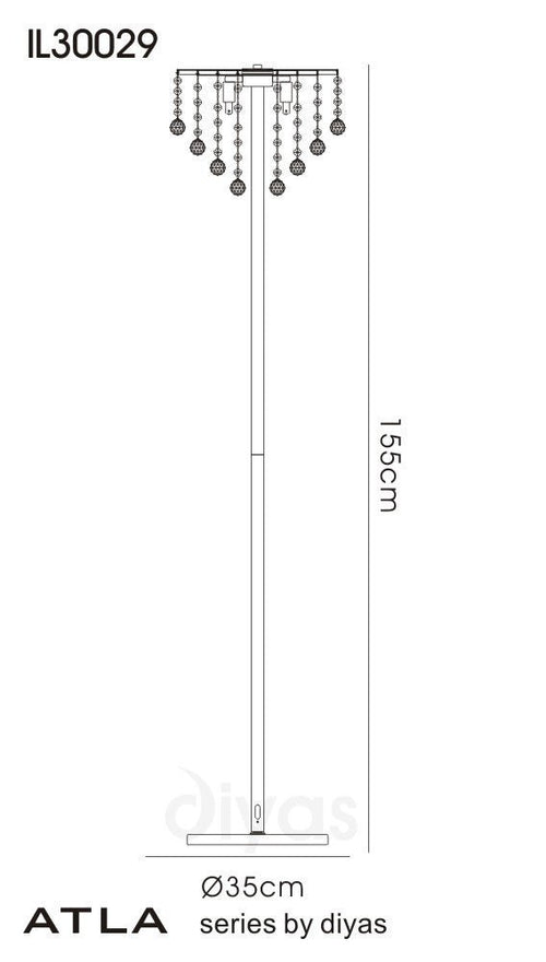 Diyas - Atla Crystal Floor Lamp - Luminosity Designs Ltd