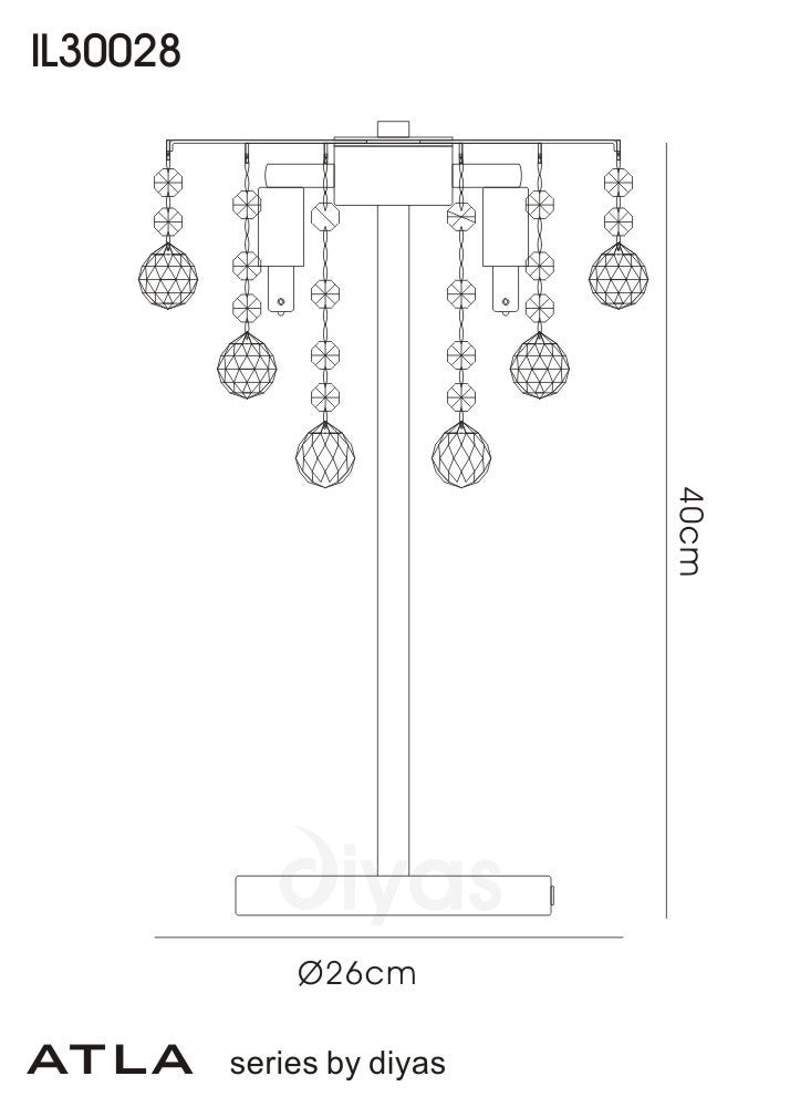 Diyas - Atla Crystal Table Lamp - Luminosity Designs Ltd
