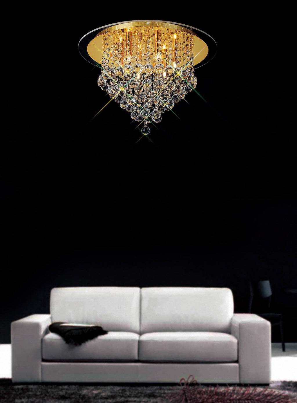 Diyas - Atla Large Semi Flush Crystal Ceiling Light - Luminosity Designs Ltd