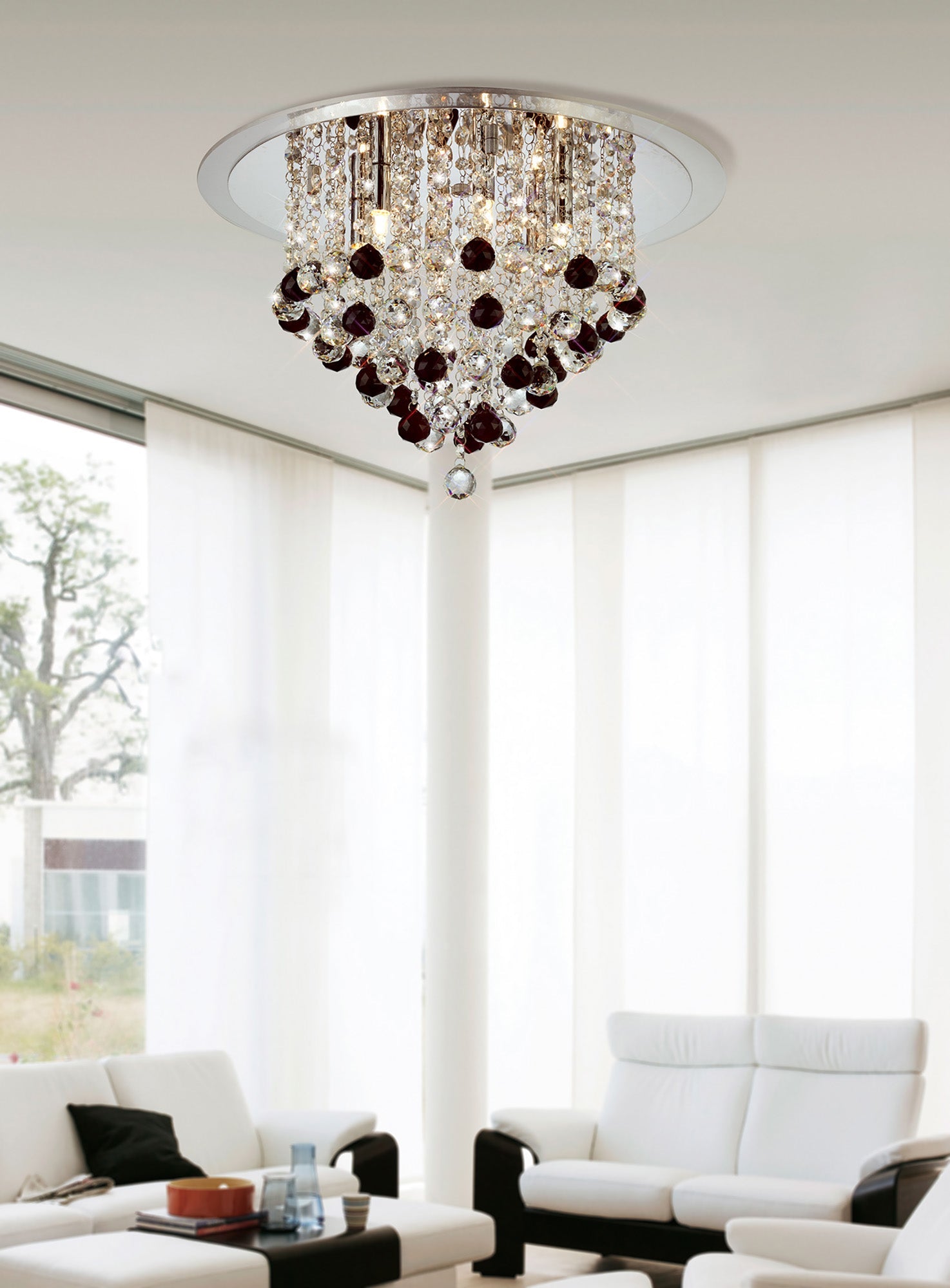 Diyas - Atla Large Semi Flush Crystal Ceiling Light - Luminosity Designs Ltd