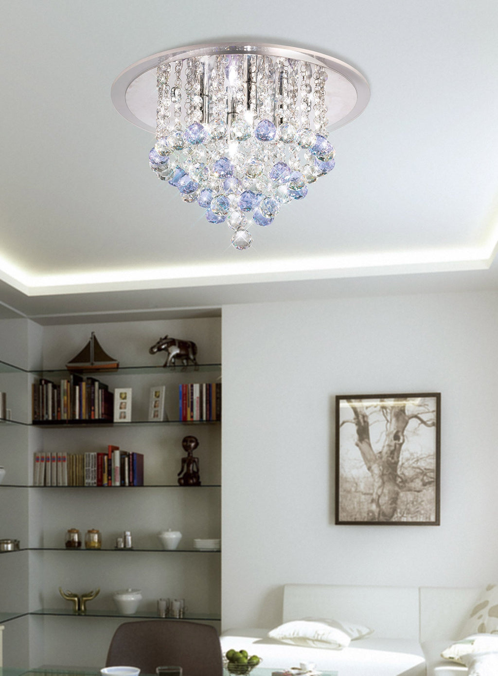 Diyas - Atla Semi Flush Crystal Ceiling Light - Luminosity Designs Ltd