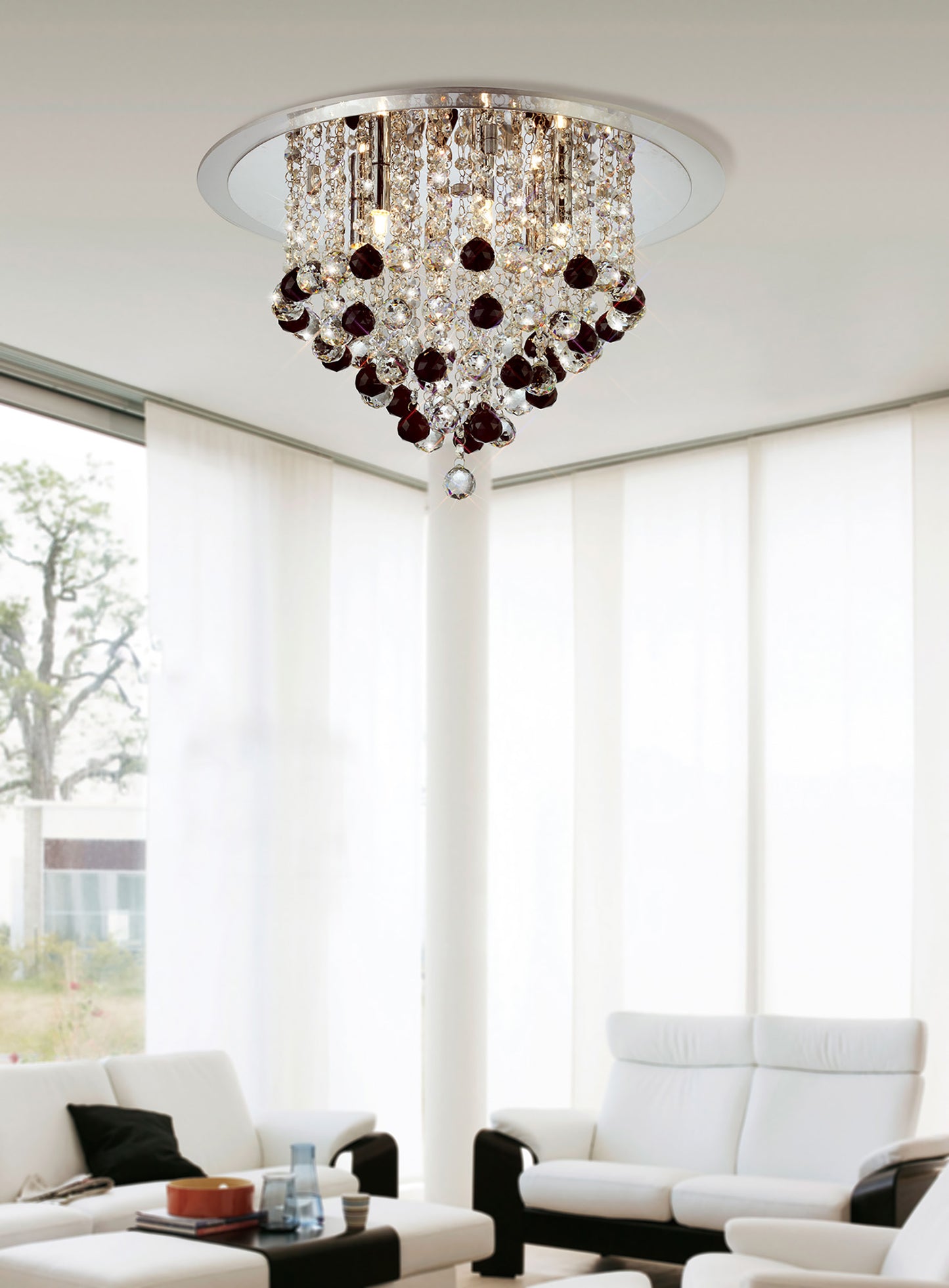 Atla Large Semi Flush Crystal Ceiling Light