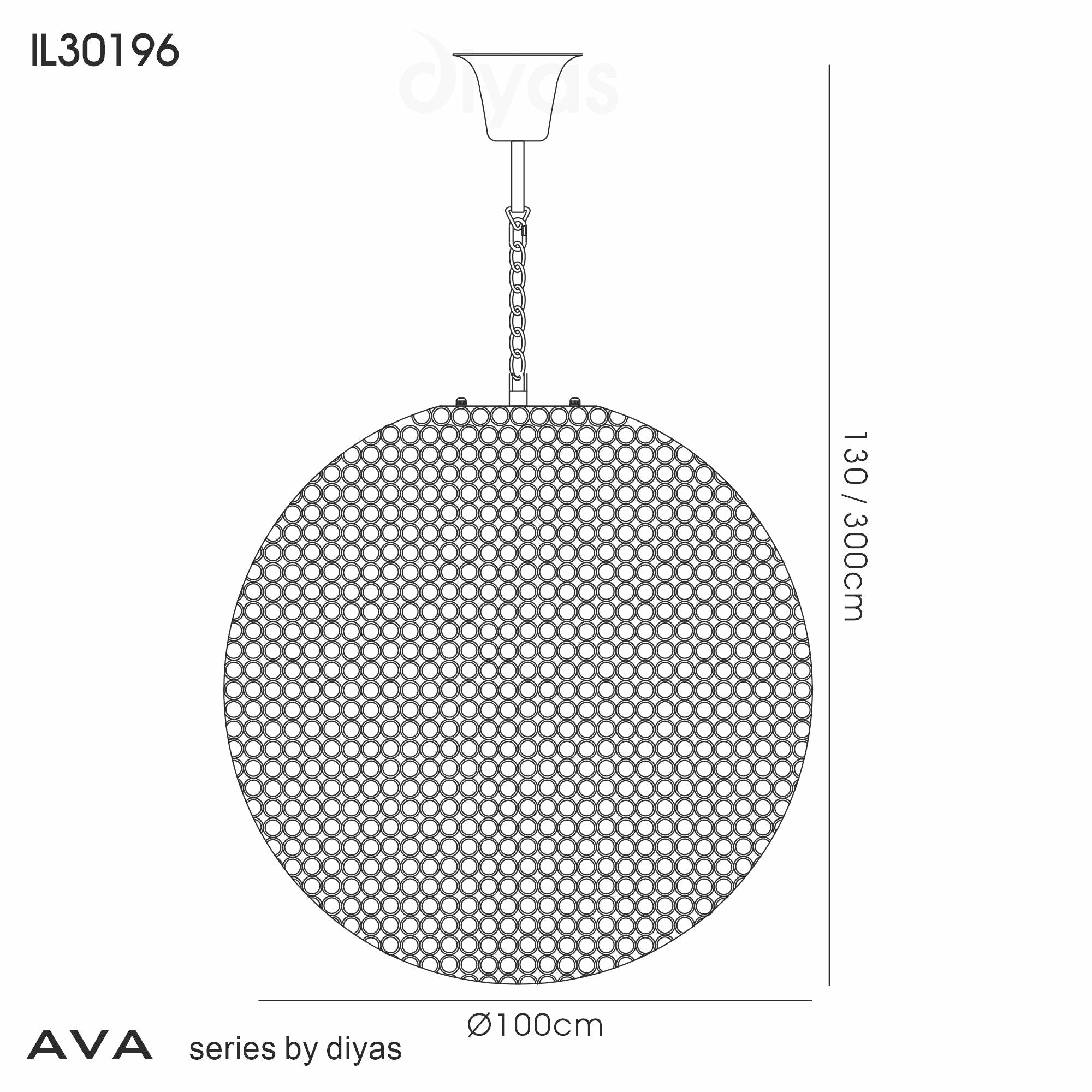 Diyas - Ava Extra Large Ball Pendant - Luminosity Designs Ltd