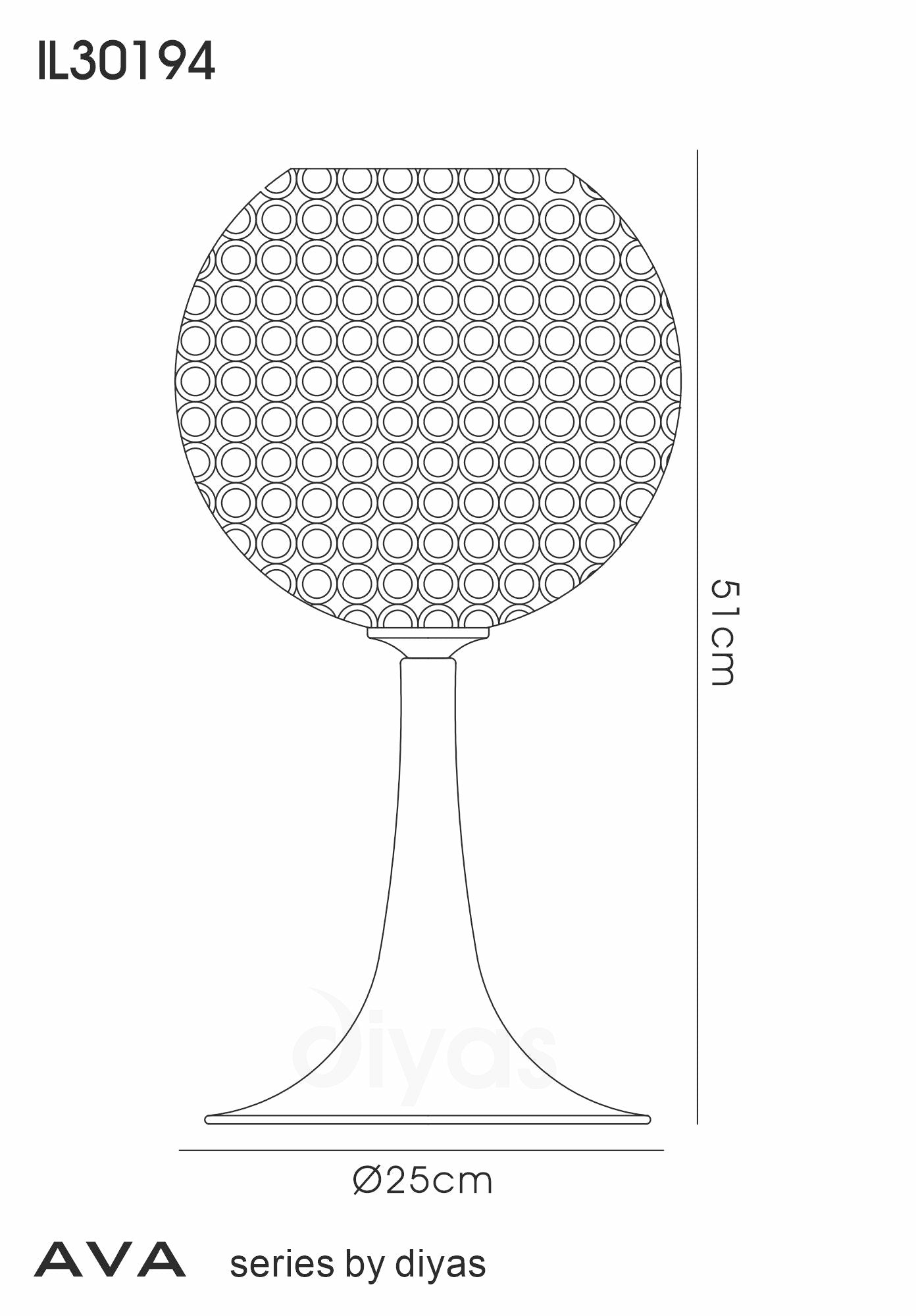 Diyas - Ava Large Table Lamp - Luminosity Designs Ltd