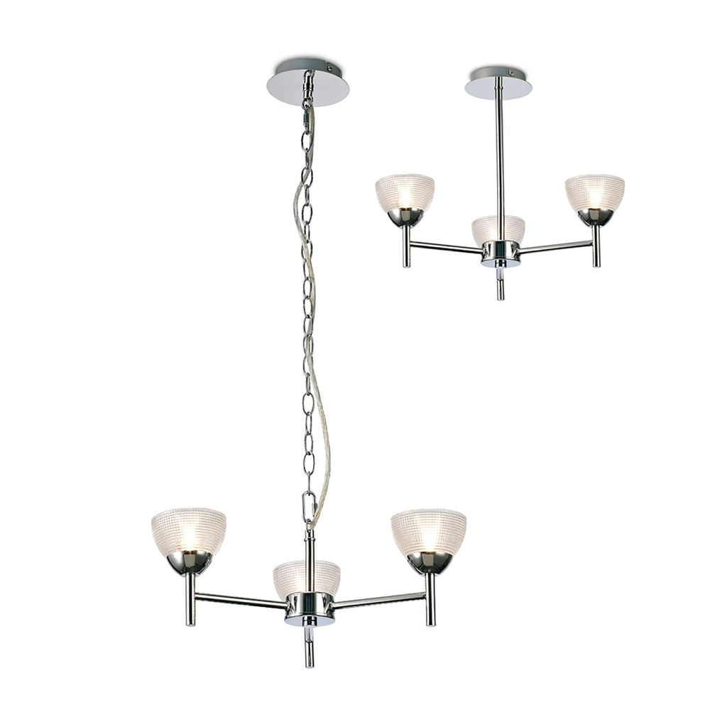 inspired - Avalon Ceiling 3 Light with Gridded Glass Shades G9 (Deco D0413) - Luminosity Designs Ltd