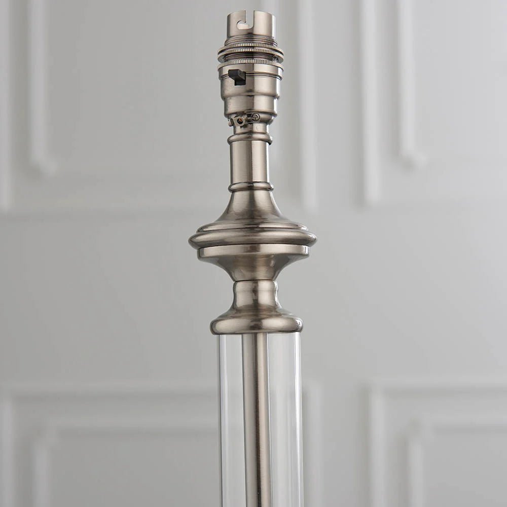 Endon - Avebury Antique Table Lamp with Acrylic Column Stem and Metal Detailing, 1x E27. - Luminosity Designs Ltd