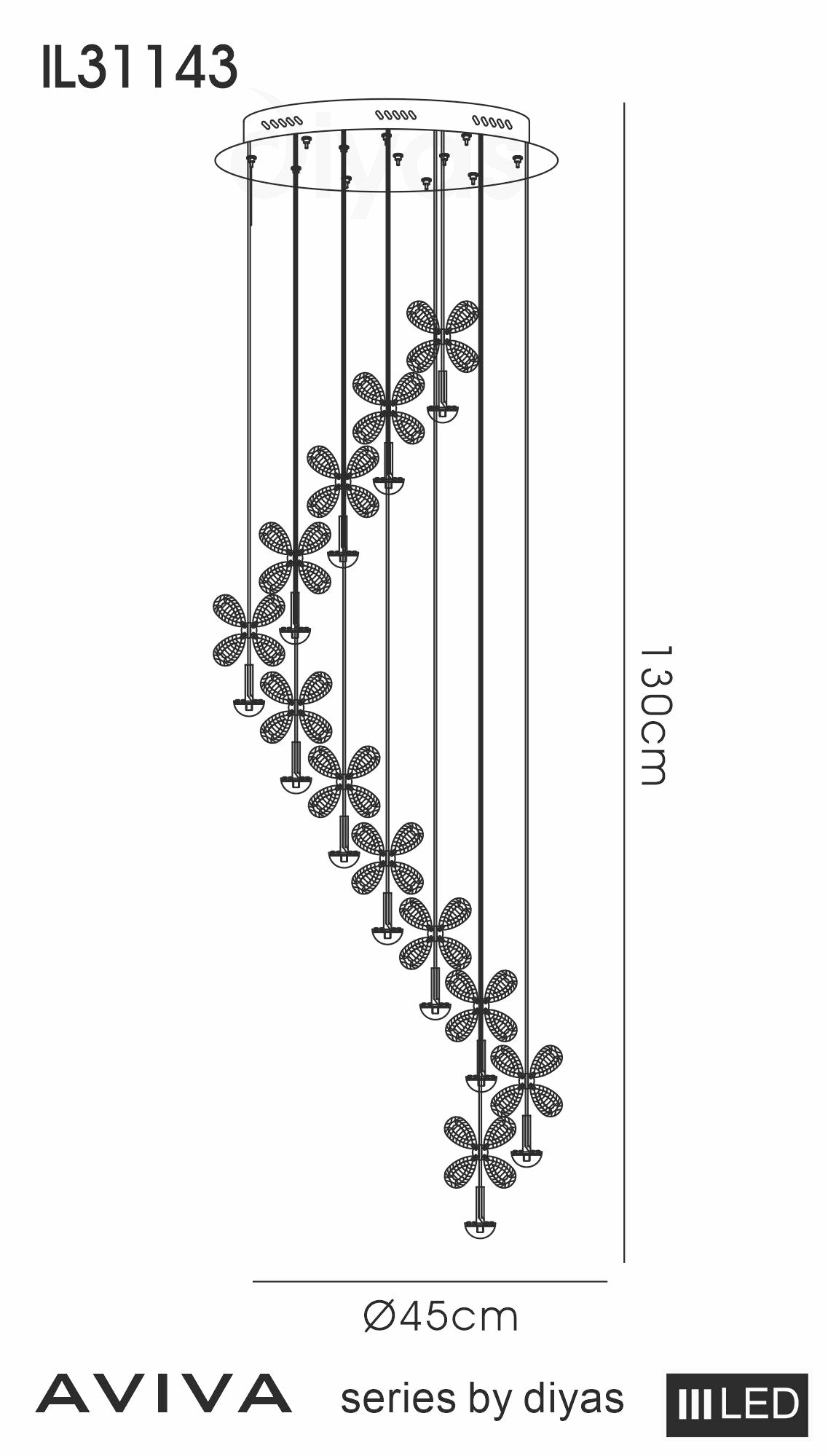 Diyas - Aviva 12 Light Pendant - Luminosity Designs Ltd