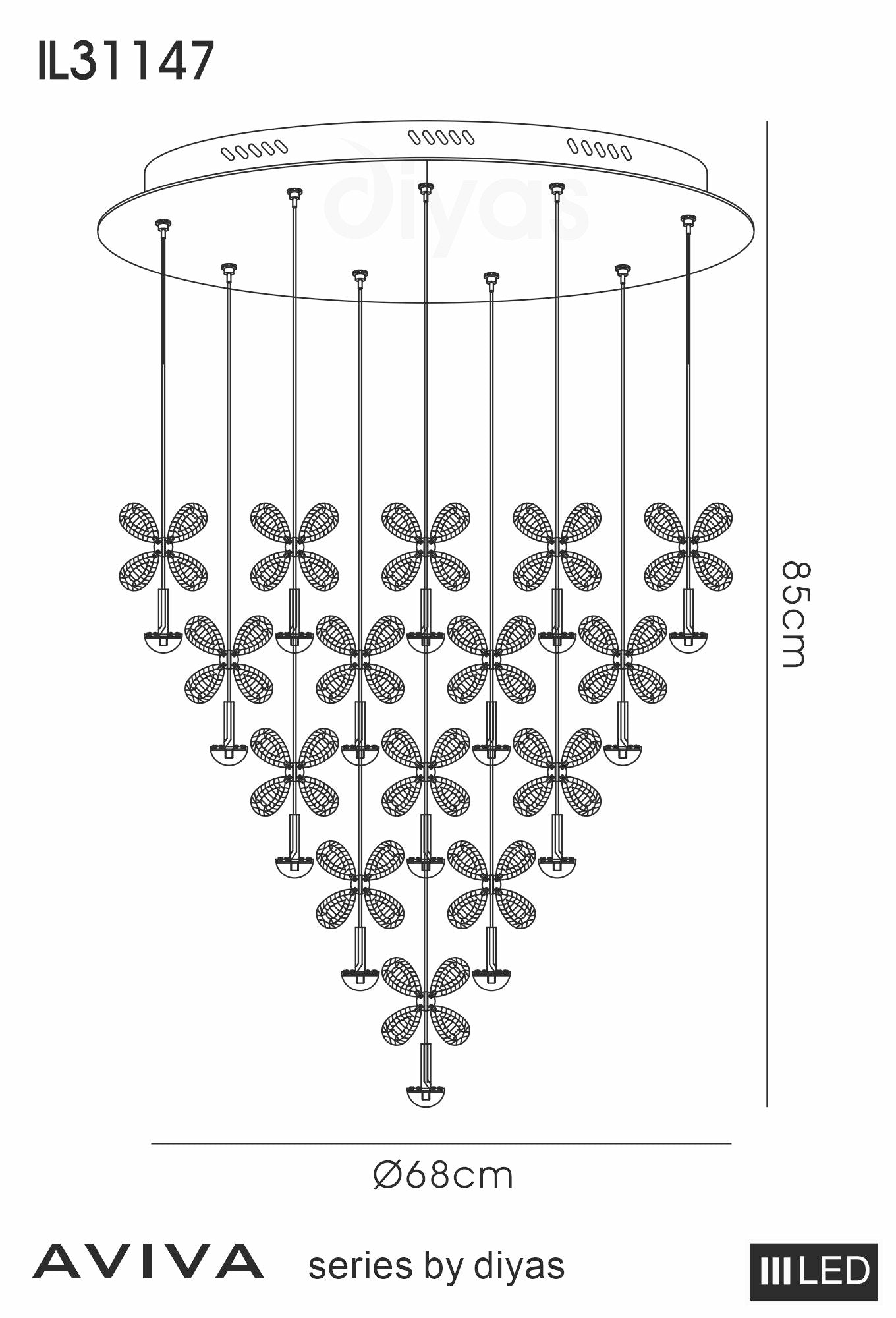 Diyas - Aviva 28 Light Cluster Pendant - Luminosity Designs Ltd