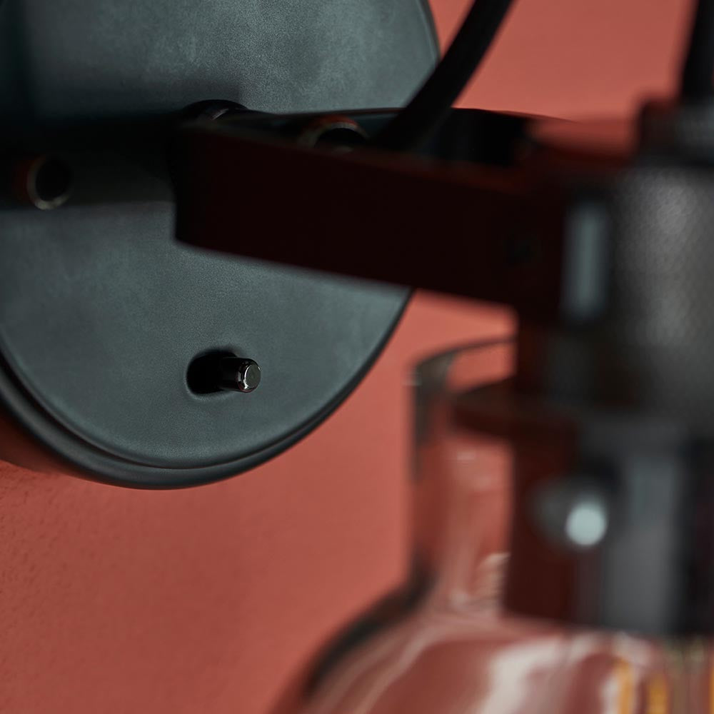 Noir Black Chrome with Tinted Glass Wall Light