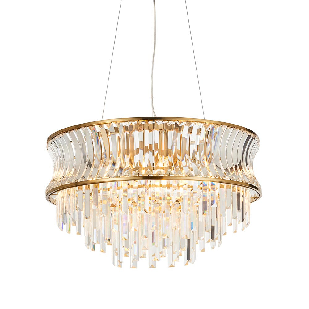 Abigail Bright 9 Light Chandelier Pendant with Concave Clear Glass