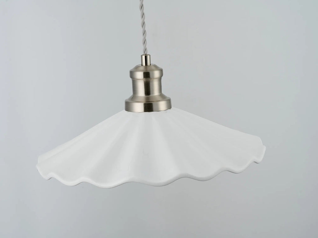 inspired - Baldwin Vintage Style 31cm Single Pendant, 1 x E27, Satin Nickel/White Ceramic Shade - Luminosity Designs Ltd