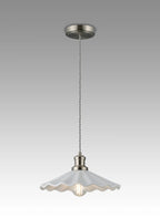inspired - Baldwin Vintage Style 31cm Single Pendant, 1 x E27, Satin Nickel/White Ceramic Shade - Luminosity Designs Ltd