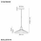 inspired - Baldwin Vintage Style 31cm Single Pendant, 1 x E27, Satin Nickel/White Ceramic Shade - Luminosity Designs Ltd