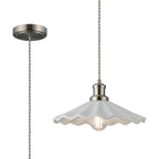 inspired - Baldwin Vintage Style 31cm Single Pendant, 1 x E27, Satin Nickel/White Ceramic Shade - Luminosity Designs Ltd