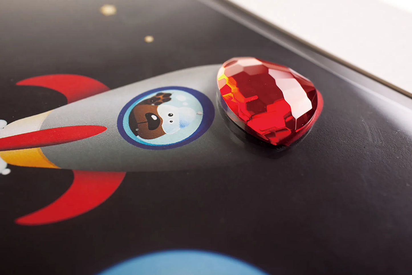 EX DISPLAY - Bambino Rocket In Space, Black Frame Red Crystal by Cassia Twigue