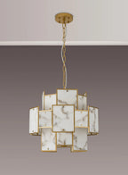 Luminosity Designs Ltd - Bardot 45cm Round Pendant/Semi Flush Faux Alabaster Art Deco Style Light, 7 x E14, 1m Chain - Luminosity Designs Ltd