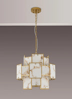 Luminosity Designs Ltd - Bardot 45cm Round Pendant/Semi Flush Faux Alabaster Art Deco Style Light, 7 x E14, 1m Chain - Luminosity Designs Ltd