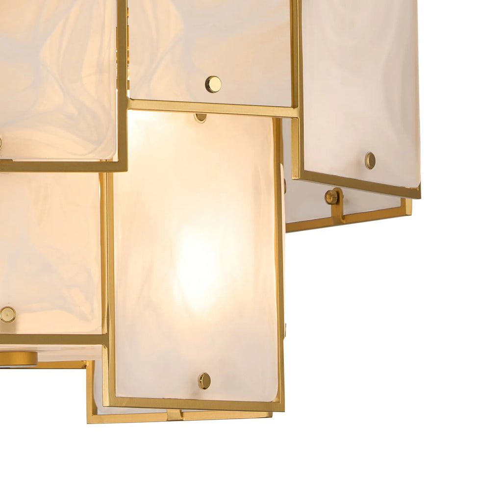 Luminosity Designs Ltd - Bardot 45cm Round Pendant/Semi Flush Faux Alabaster Art Deco Style Light, 7 x E14, 1m Chain - Luminosity Designs Ltd