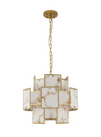 Luminosity Designs Ltd - Bardot 45cm Round Pendant/Semi Flush Faux Alabaster Art Deco Style Light, 7 x E14, 1m Chain - Luminosity Designs Ltd