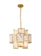 Luminosity Designs Ltd - Bardot 45cm Round Pendant/Semi Flush Faux Alabaster Art Deco Style Light, 7 x E14, 1m Chain - Luminosity Designs Ltd