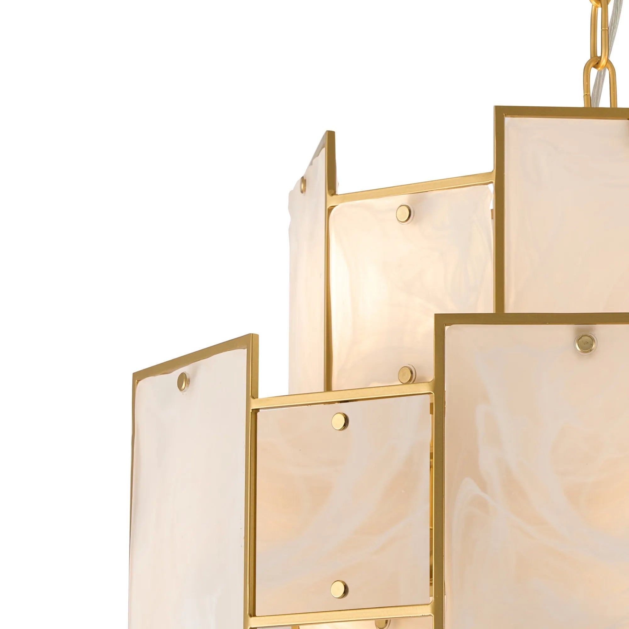 Luminosity Designs Ltd - Bardot 45cm Round Pendant/Semi Flush Faux Alabaster Art Deco Style Light, 7 x E14, 1m Chain - Luminosity Designs Ltd