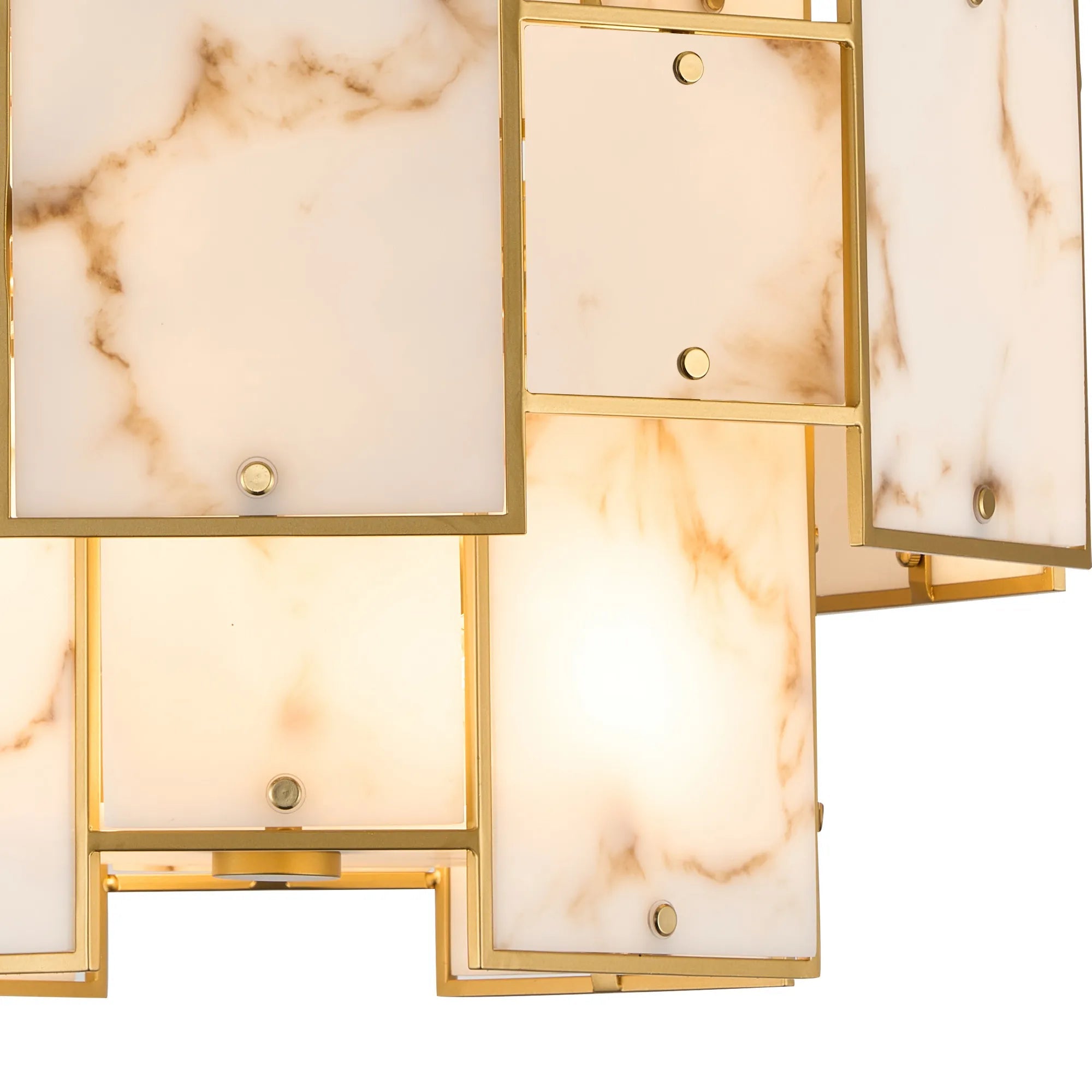 Luminosity Designs Ltd - Bardot 45cm Round Pendant/Semi Flush Faux Alabaster Art Deco Style Light, 7 x E14, 1m Chain - Luminosity Designs Ltd