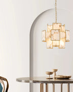 Luminosity Designs Ltd - Bardot 45cm Round Pendant/Semi Flush Faux Alabaster Art Deco Style Light, 7 x E14, 1m Chain - Luminosity Designs Ltd
