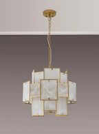 Luminosity Designs Ltd - Bardot 45cm Round Pendant/Semi Flush Faux Alabaster Art Deco Style Light, 7 x E14, 1m Chain - Luminosity Designs Ltd