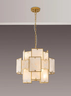 Luminosity Designs Ltd - Bardot 45cm Round Pendant/Semi Flush Faux Alabaster Art Deco Style Light, 7 x E14, 1m Chain - Luminosity Designs Ltd