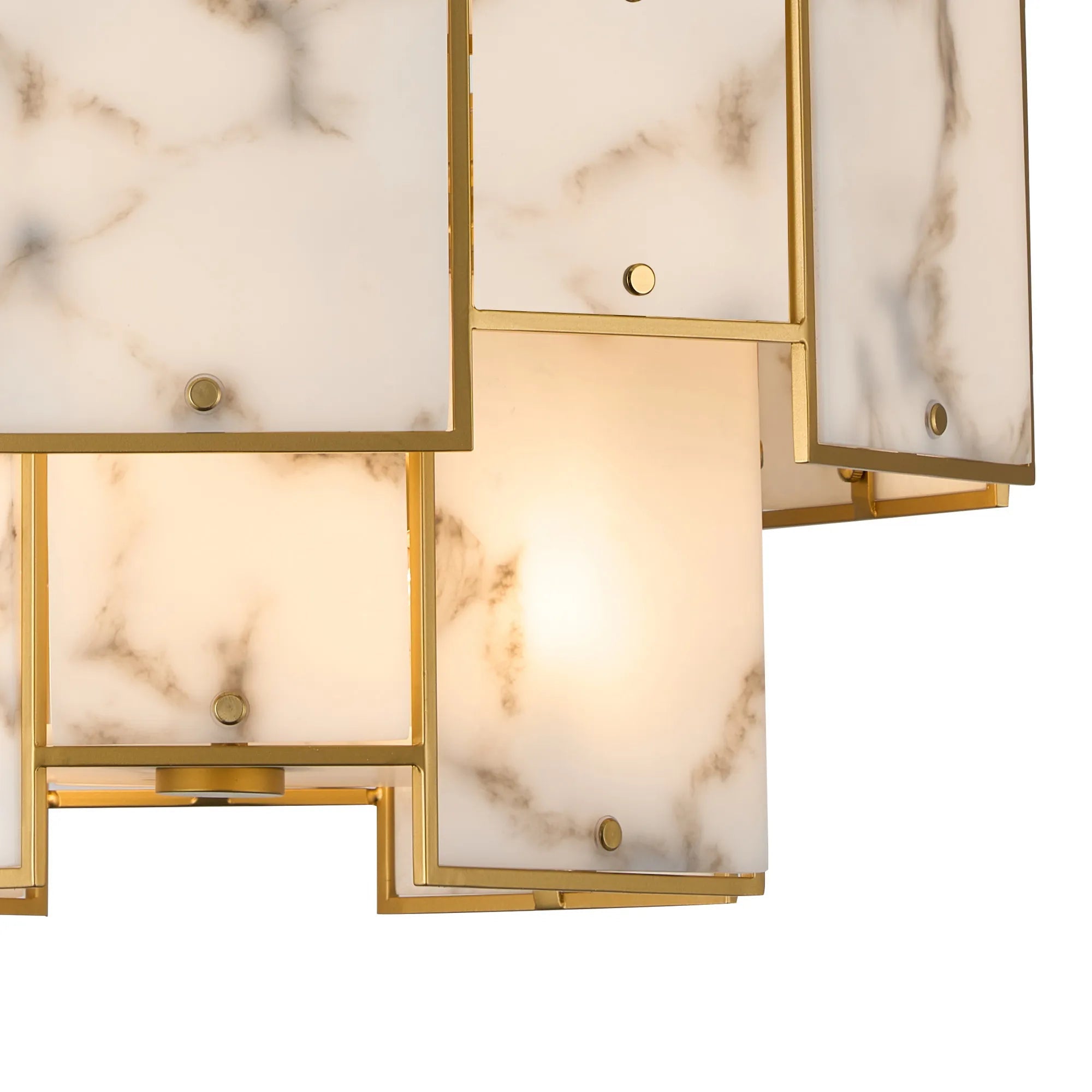 Luminosity Designs Ltd - Bardot 45cm Round Pendant/Semi Flush Faux Alabaster Art Deco Style Light, 7 x E14, 1m Chain - Luminosity Designs Ltd