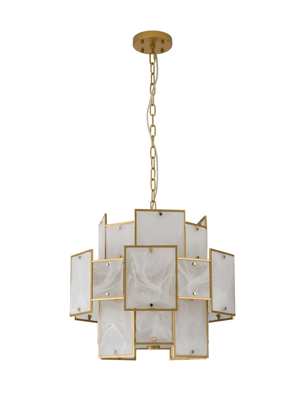 Luminosity Designs Ltd - Bardot 45cm Round Pendant/Semi Flush Faux Alabaster Art Deco Style Light, 7 x E14, 1m Chain - Luminosity Designs Ltd
