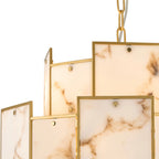 Luminosity Designs Ltd - Bardot 45cm Round Pendant/Semi Flush Faux Alabaster Art Deco Style Light, 7 x E14, 1m Chain - Luminosity Designs Ltd