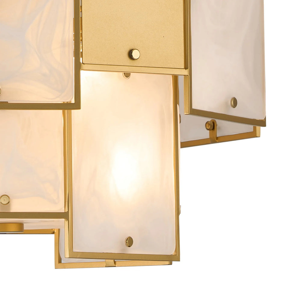 Luminosity Designs Ltd - Bardot 45cm Round Pendant/Semi Flush Faux Alabaster & Metal Panel Art Deco Style Light, 7 x E14, 1m Chain - Luminosity Designs Ltd